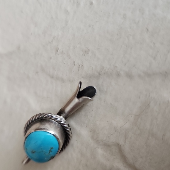 NWOT Native American Navajo Turquoise & Sterling Squash Blossom Pendant 🩵🎁❤️ - Picture 10 of 10